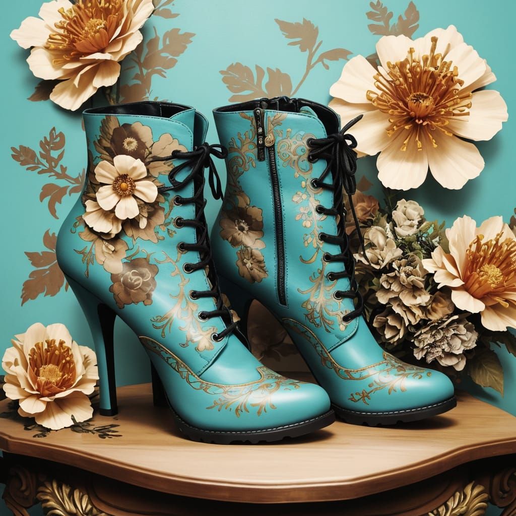 Teal platform boots