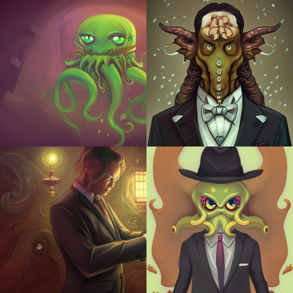 the portrait of an adorable illustration cthulhu  wearing a ...