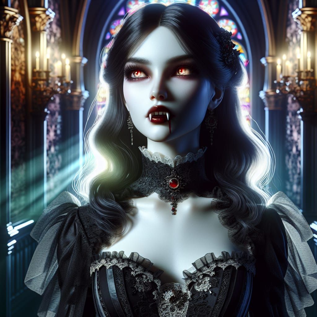 Dramatically Lit Female Vampire (DALL-E 3) - AI Generated Artwork ...