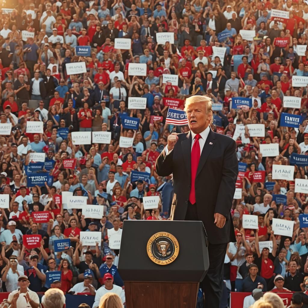 Donald Trump Rally in Golden Hour Light
