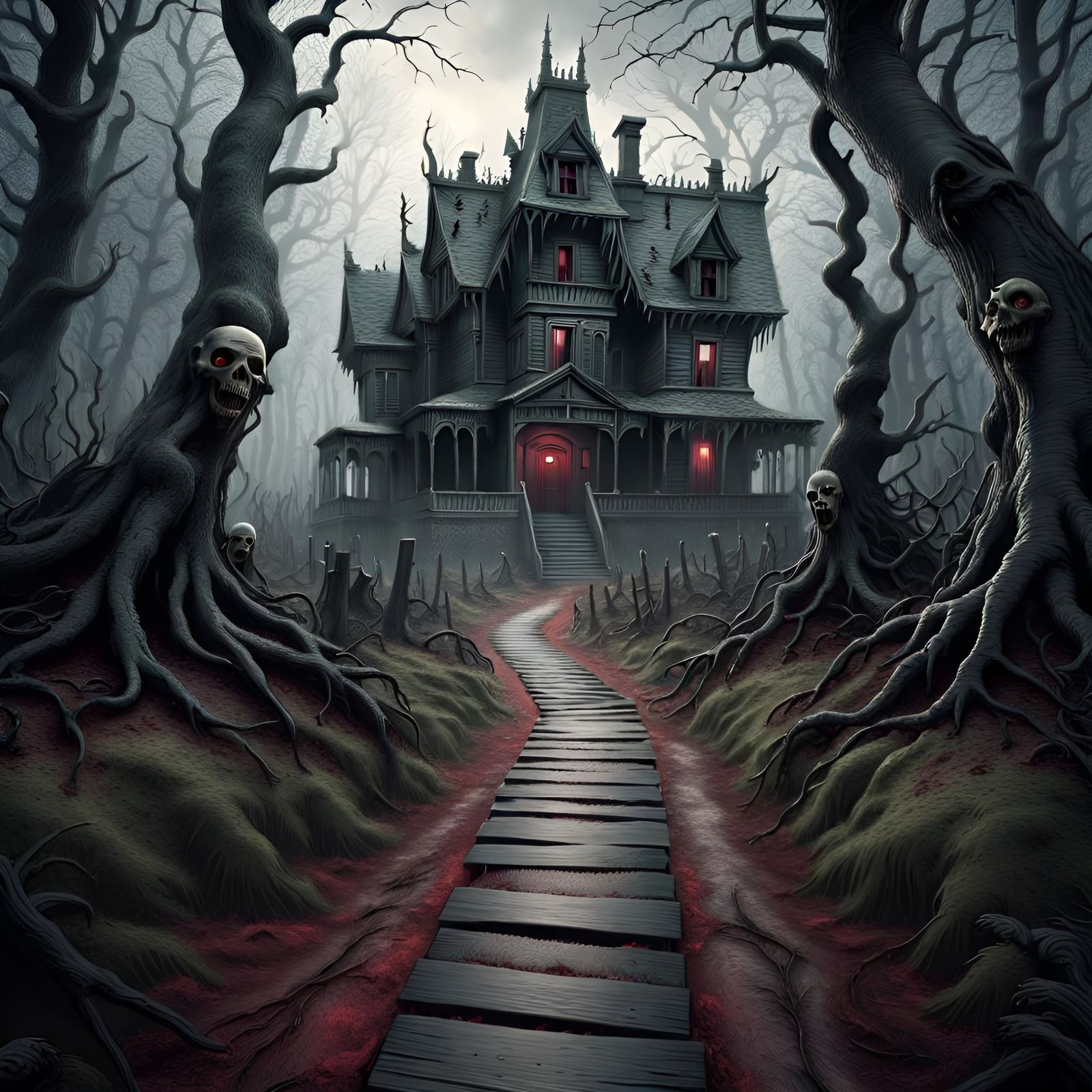 Creepy path leading to house of horrors ☠️   by @Sminks