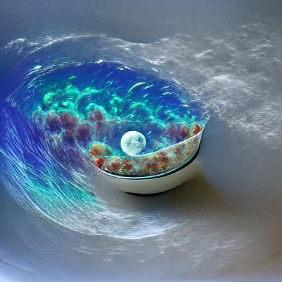 Moon in an ocean filled bowl