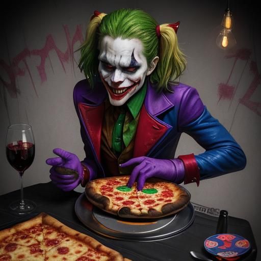 demons pizza night. the joker. harley quinn - AI Generated Artwork ...