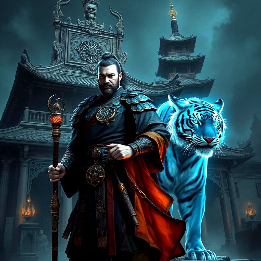 "Guardian of the Temple": Monk & Sacred Tiger  by @bronfoth