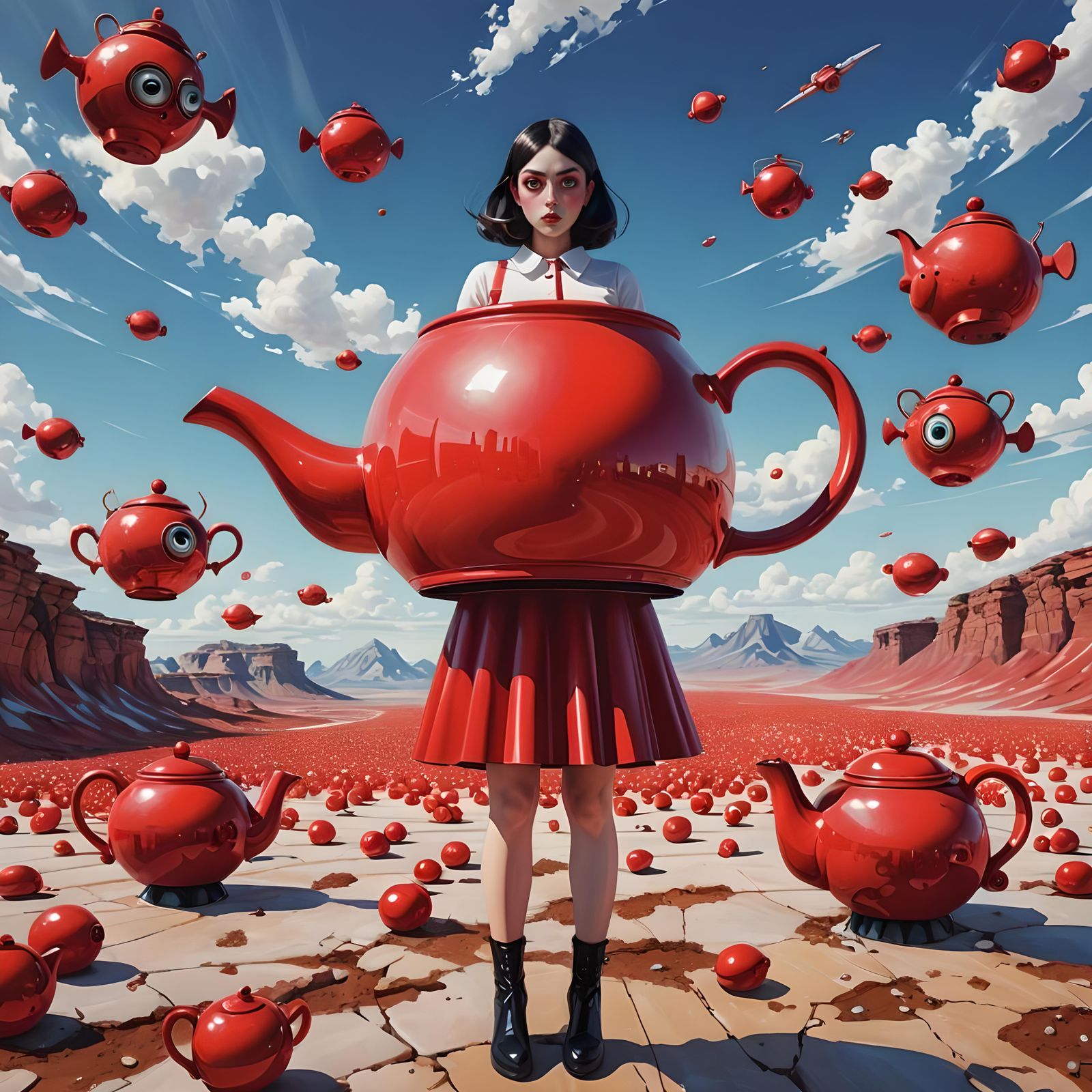 Girl dressed in teapot  by @Sarati