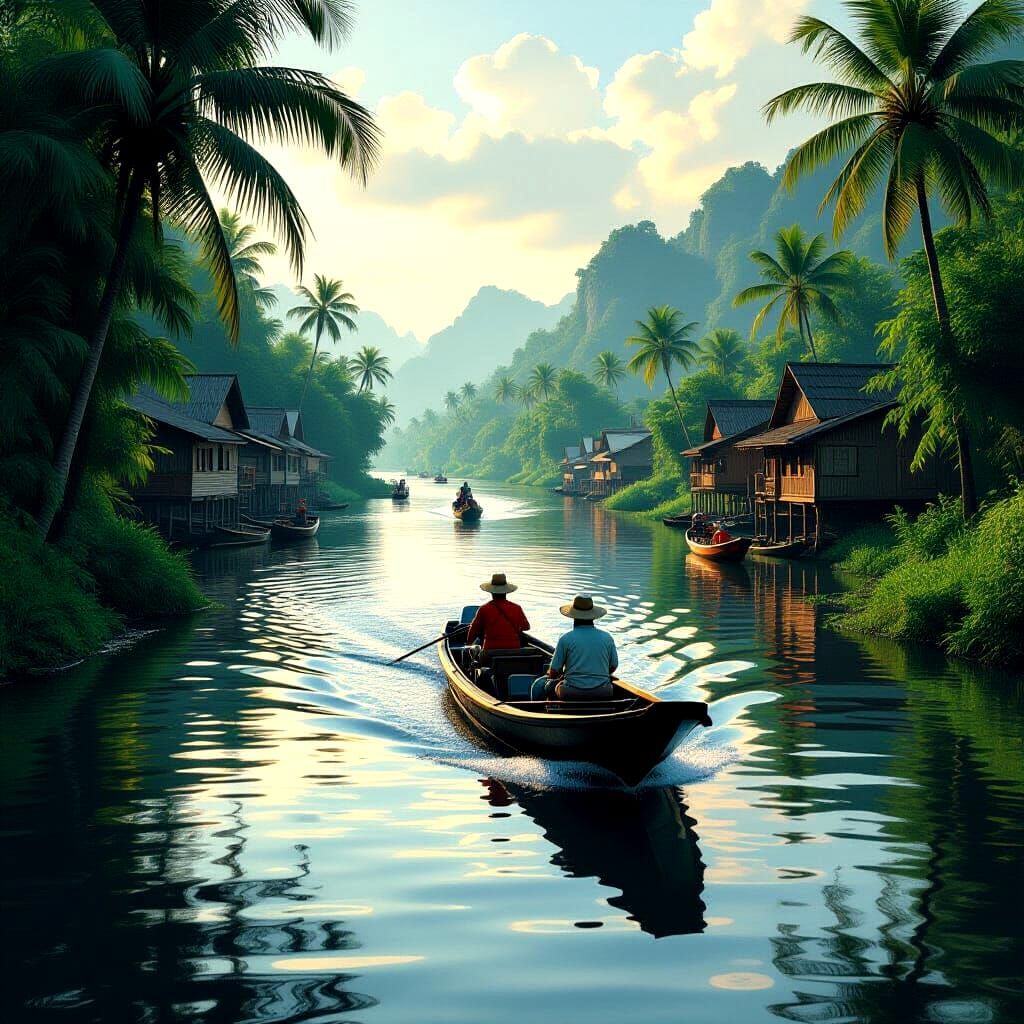 Boats on the Mekong Delta  by @Plus_0