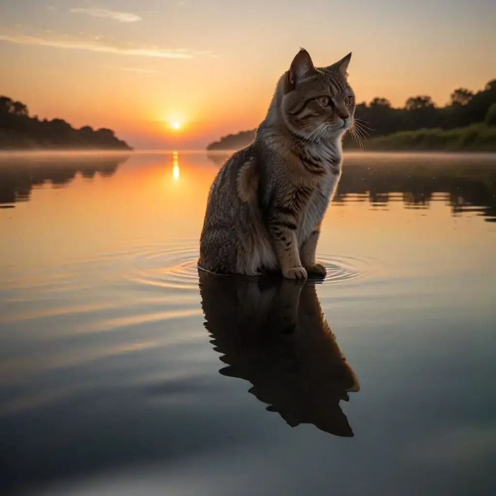 cat on water :):