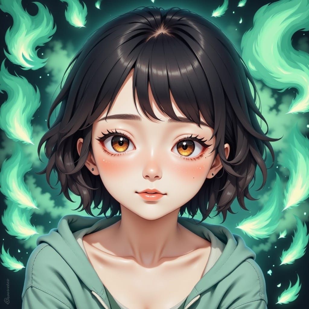 <lora:PeulotoJaenan Fx:1.0>, cute anime girl with freckles, detailed head and shoulders portrait, featured on pixiv, kawaii, lofi, anime art...