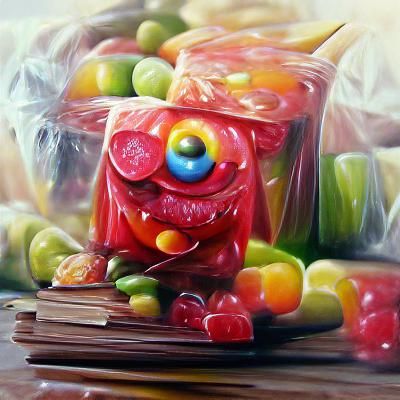 Candy monster, cute, friendly, starburst, skittles, fruit