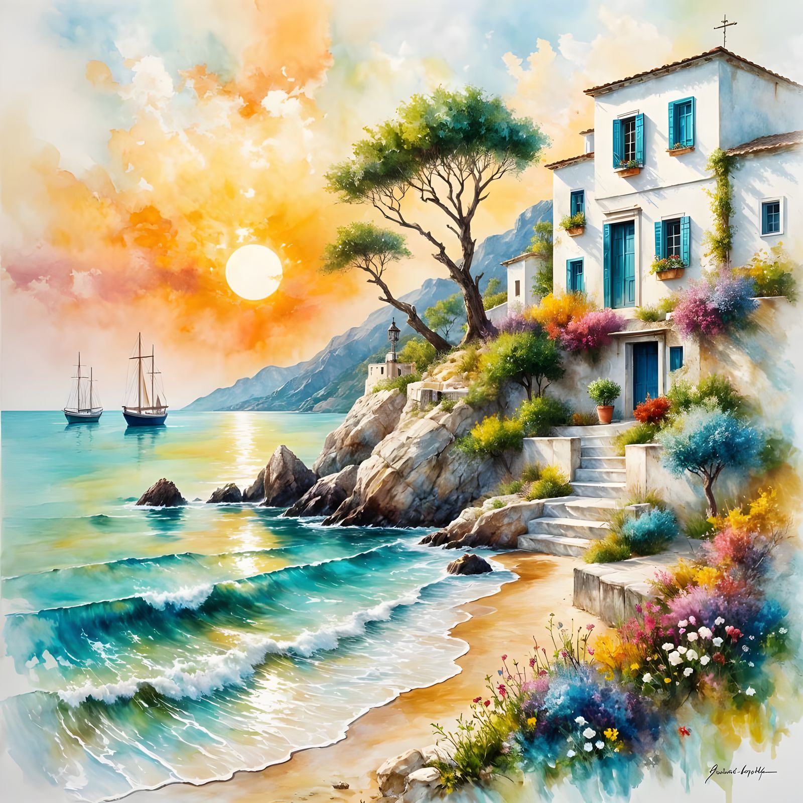 The Mediterranean Sea Villa   by @Queen Of Denial