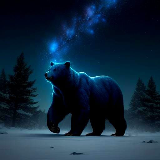 Big dipper constellation with a walking bear superimposed ov...