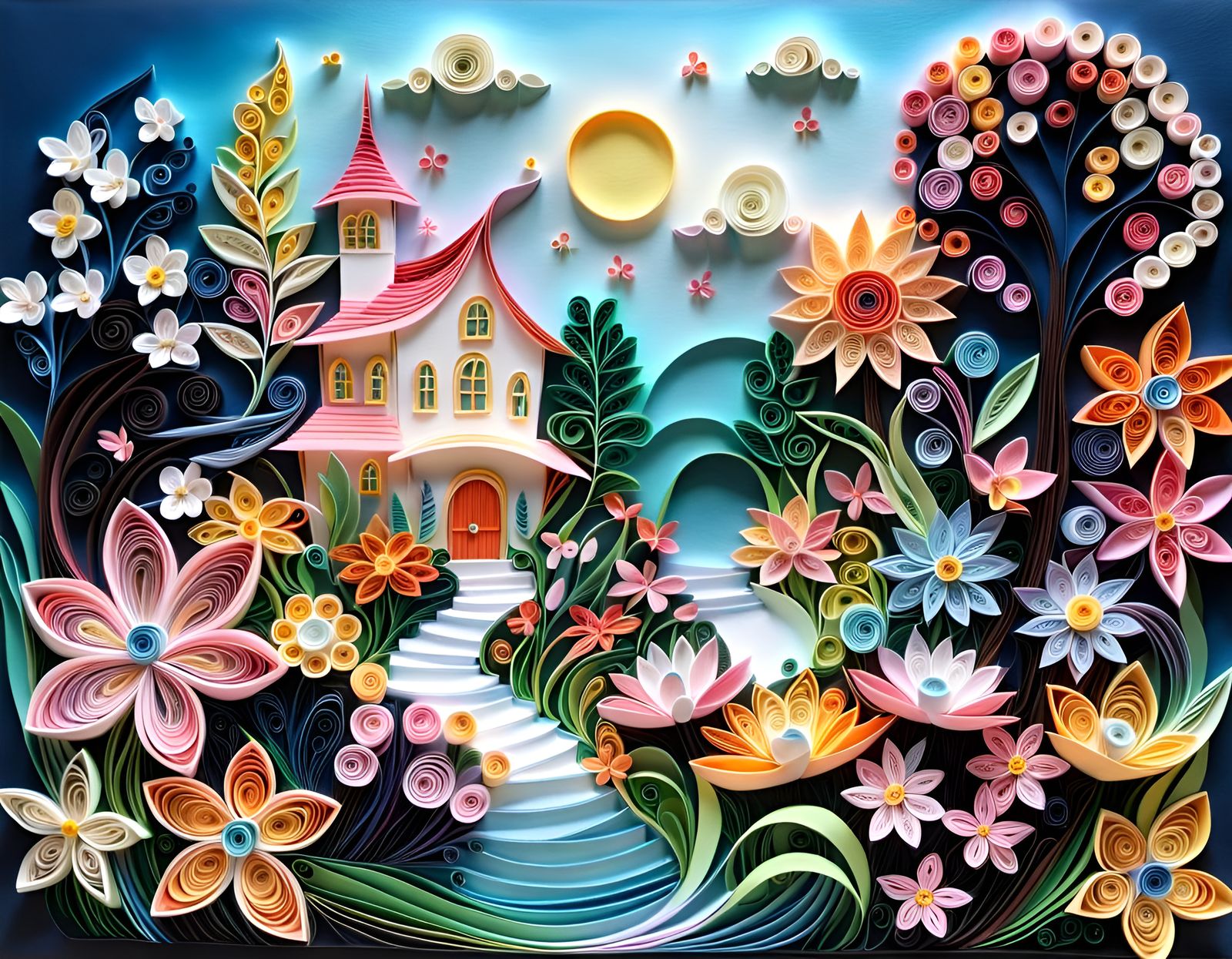 Paper quilling garden AI Generated Artwork NightCafe Creator