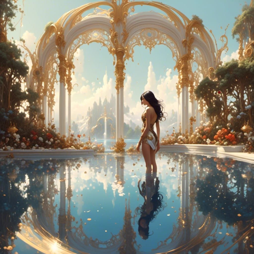 Woman by pool <lora:G-Babe:1.0> 