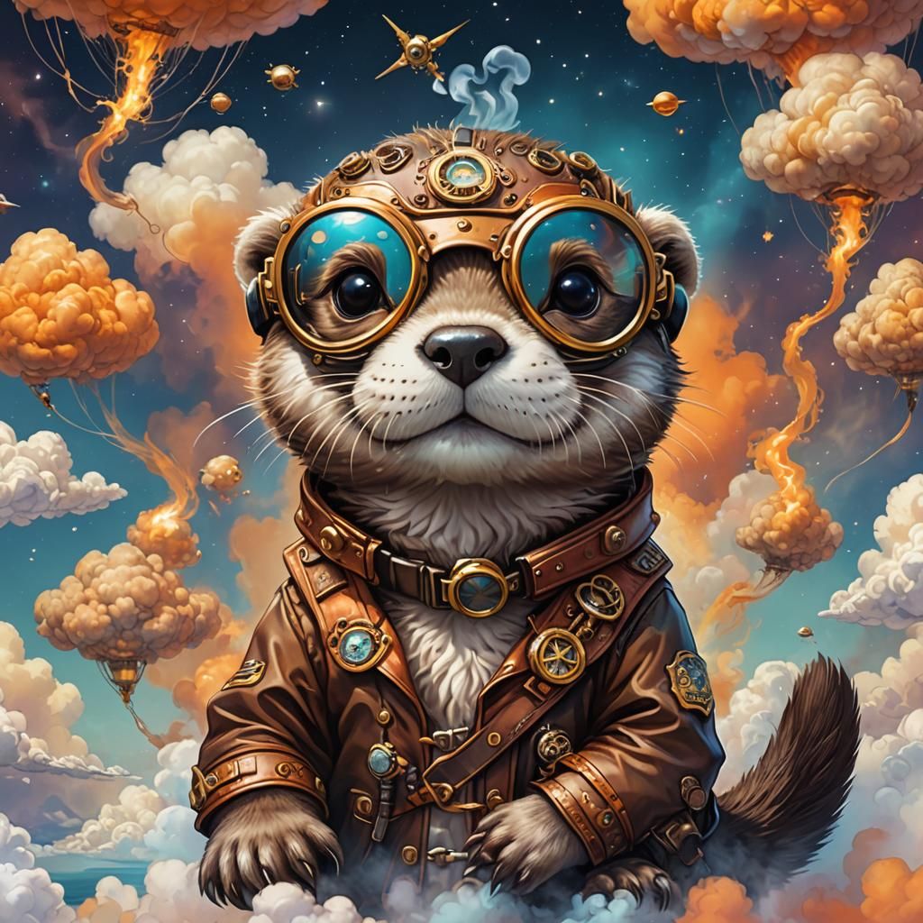 Steampunk Orange Otter - Ai Generated Artwork - Nightcafe Creator