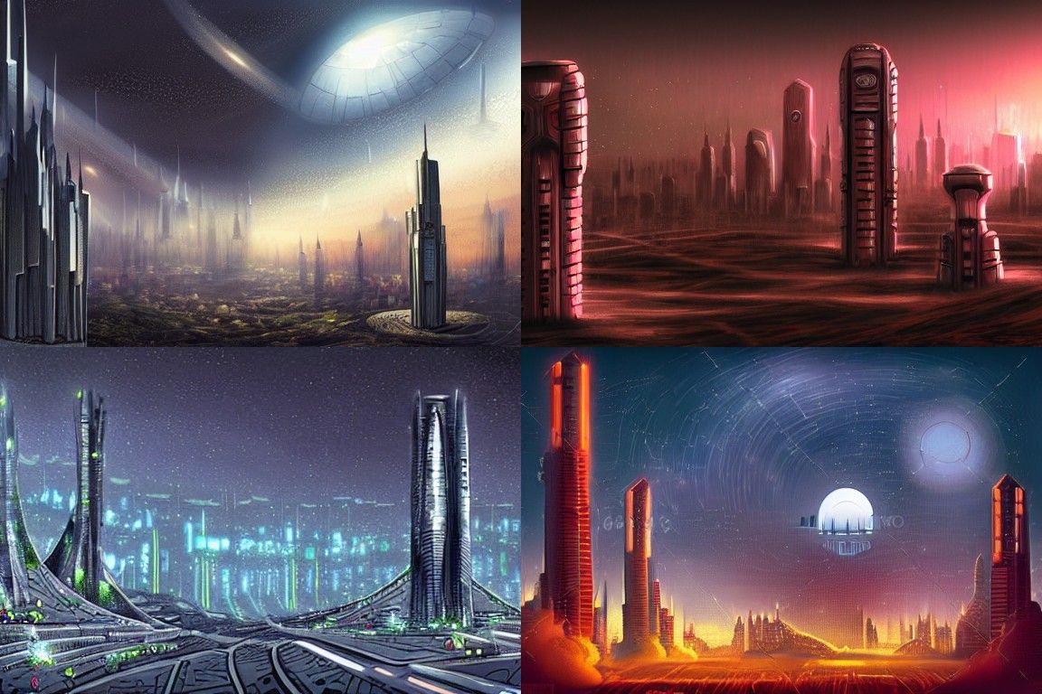Sci-fi city in the style of Romanticism