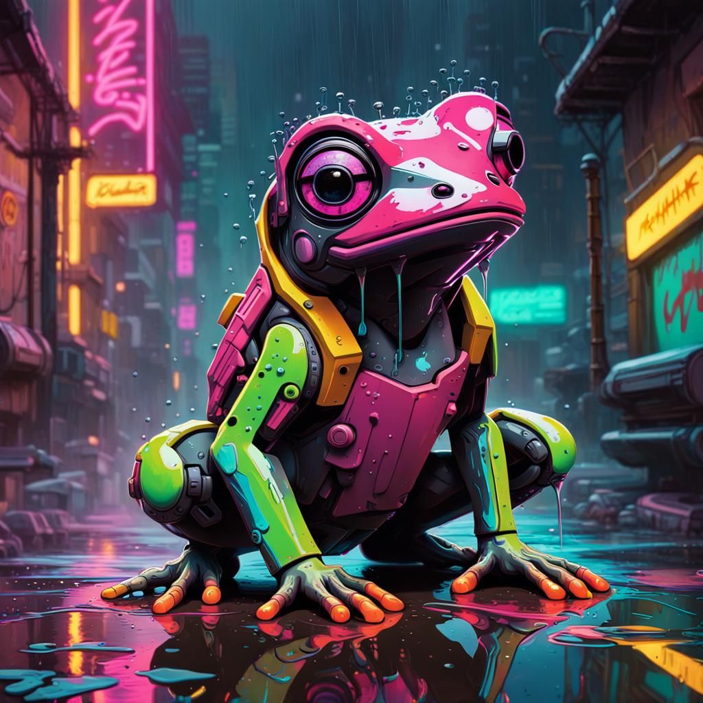 Cyberpunk Frog - AI Generated Artwork - NightCafe Creator