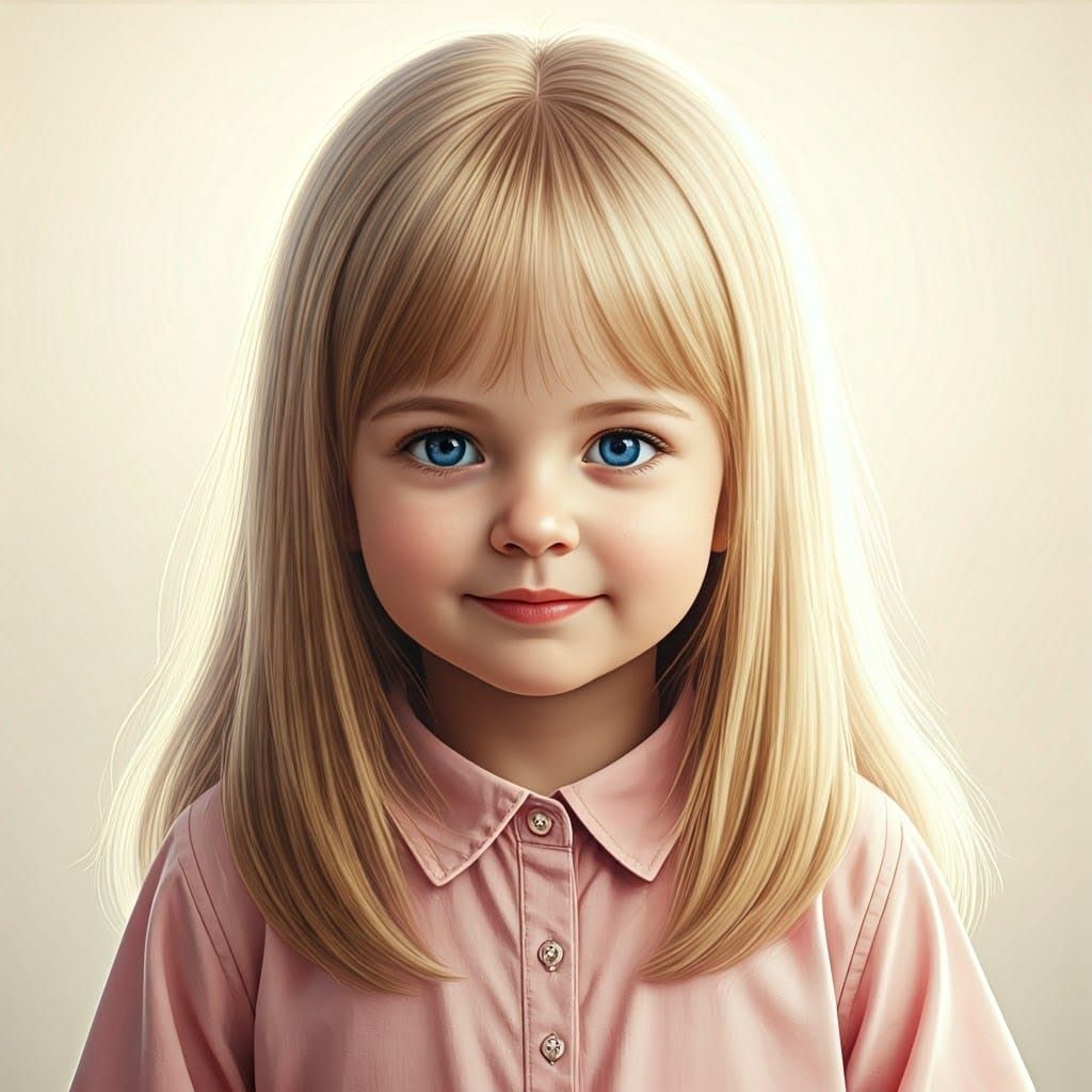 Enigmatic Young Girl with Angelic Face and Delicate Features