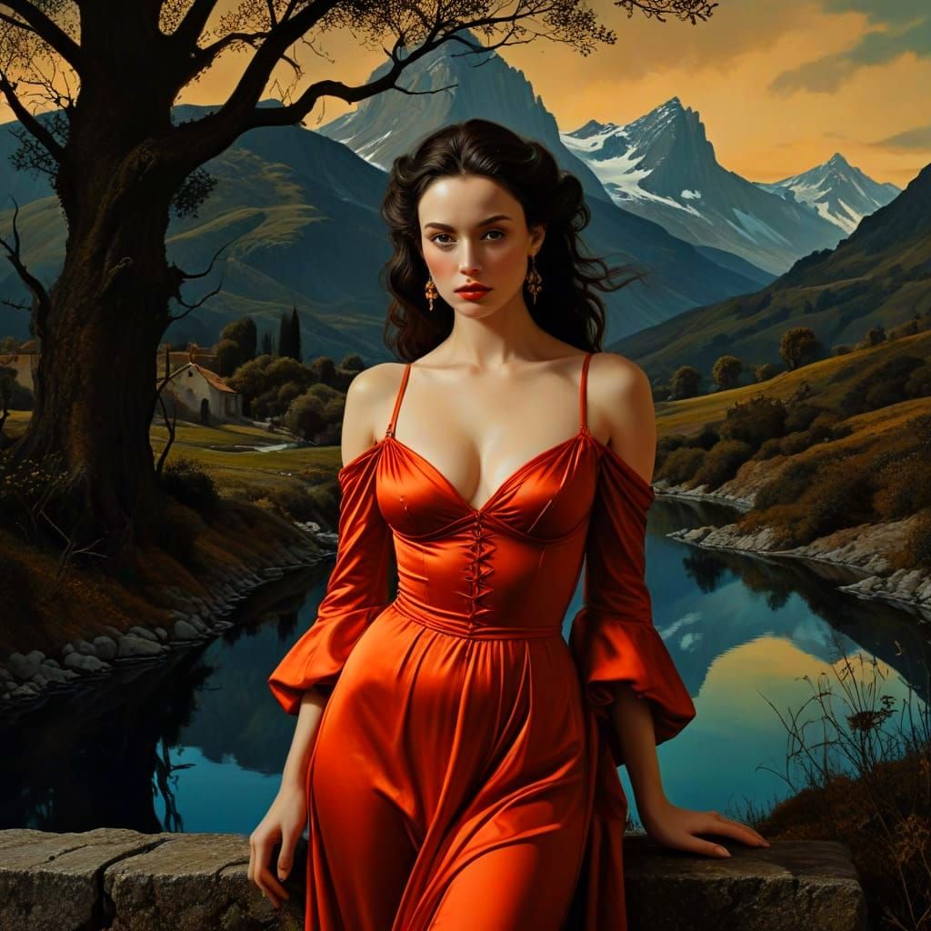 Ethereal Medieval Siren in Surreal Hyperrealistic Scene