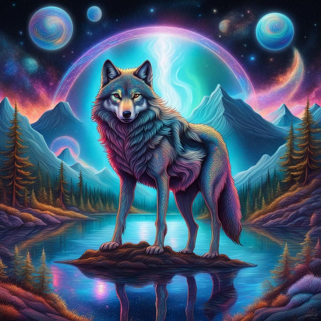 Wolf lake - AI Generated Artwork - NightCafe Creator