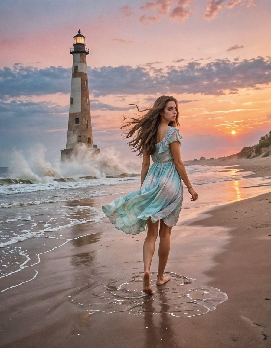 Lonely walks on the sand...  by @new2ai