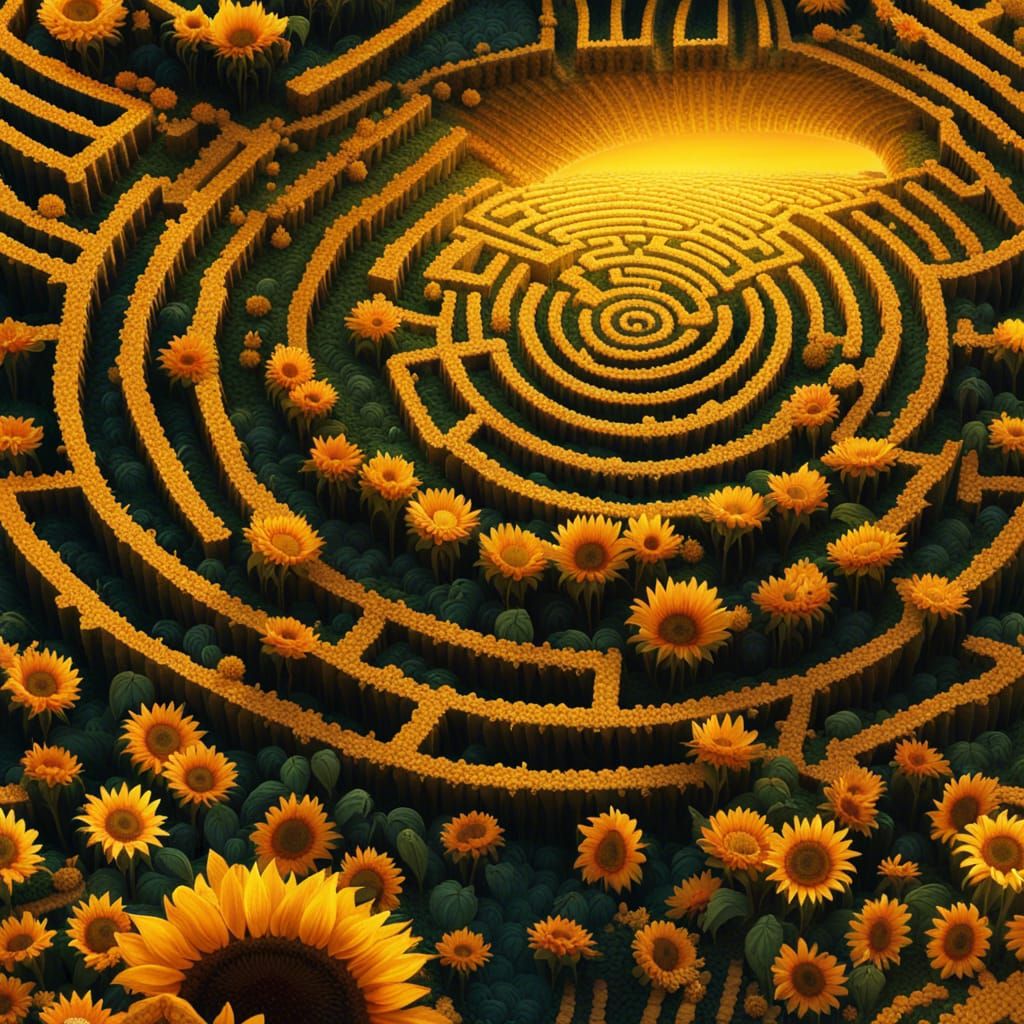 Sunflower maze AI Generated Artwork NightCafe Creator