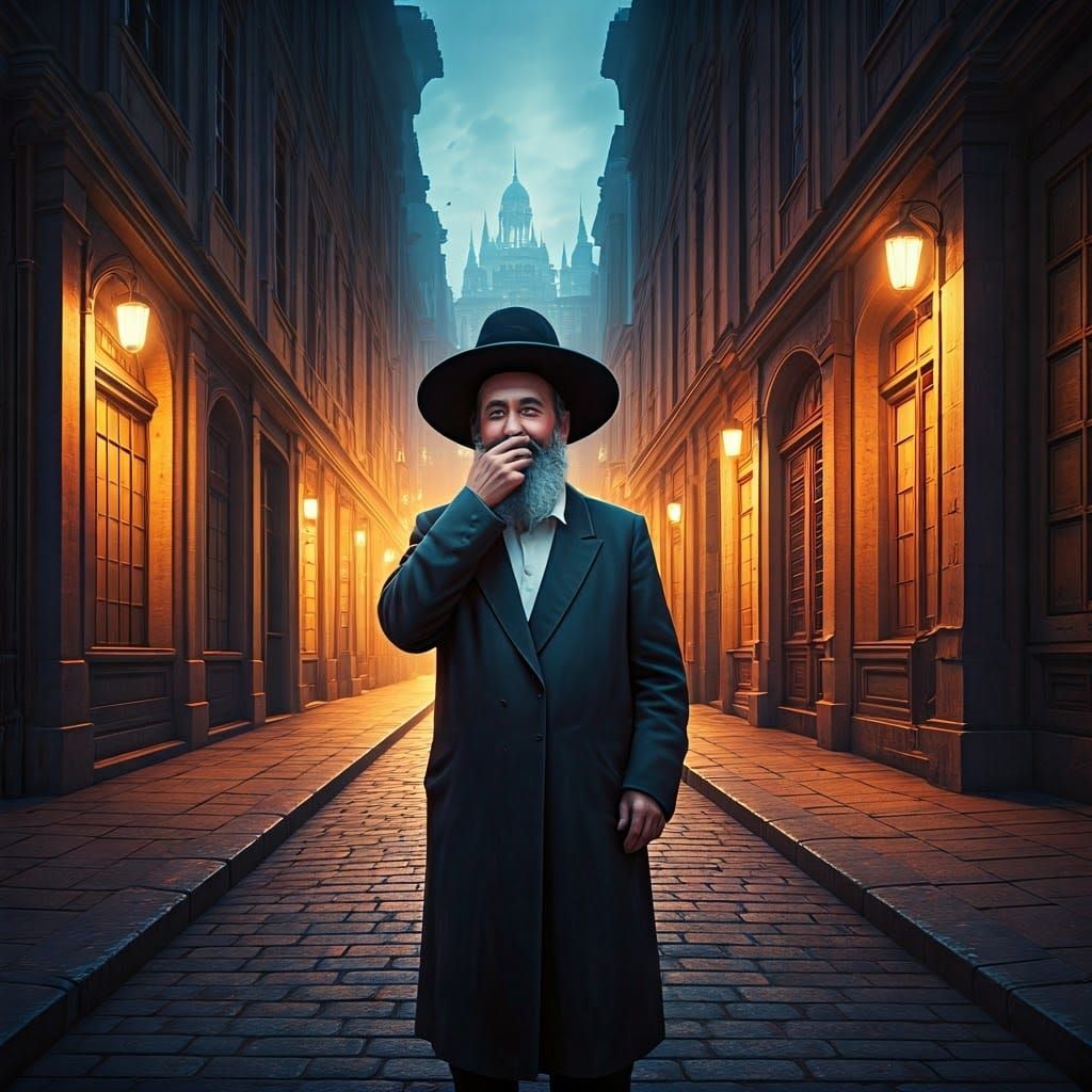 Hasidic Man Enjoys Nose-Picking in Ornate City