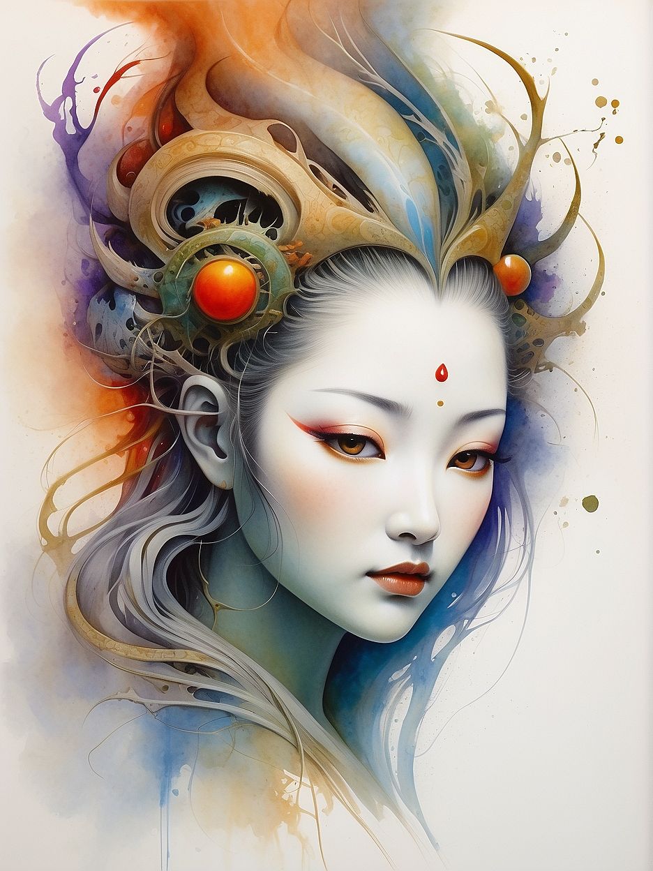 Surreal botanical woman