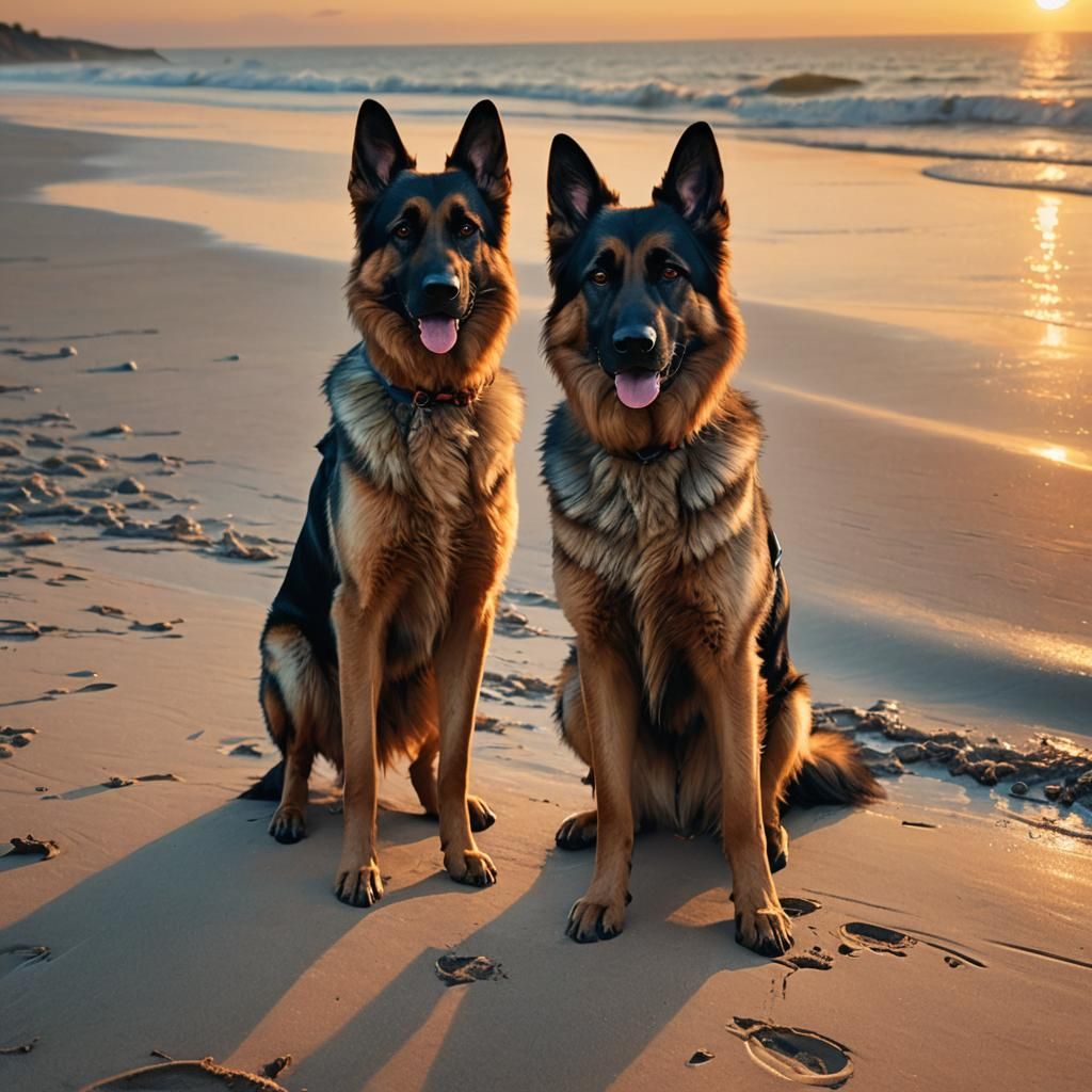 German shepherd beach