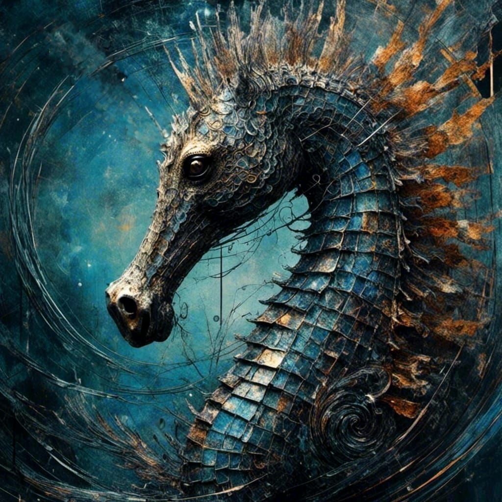 Iridescent seahorse <lora:Abstragony:1.0> <lora:Zz Zebrapunk...