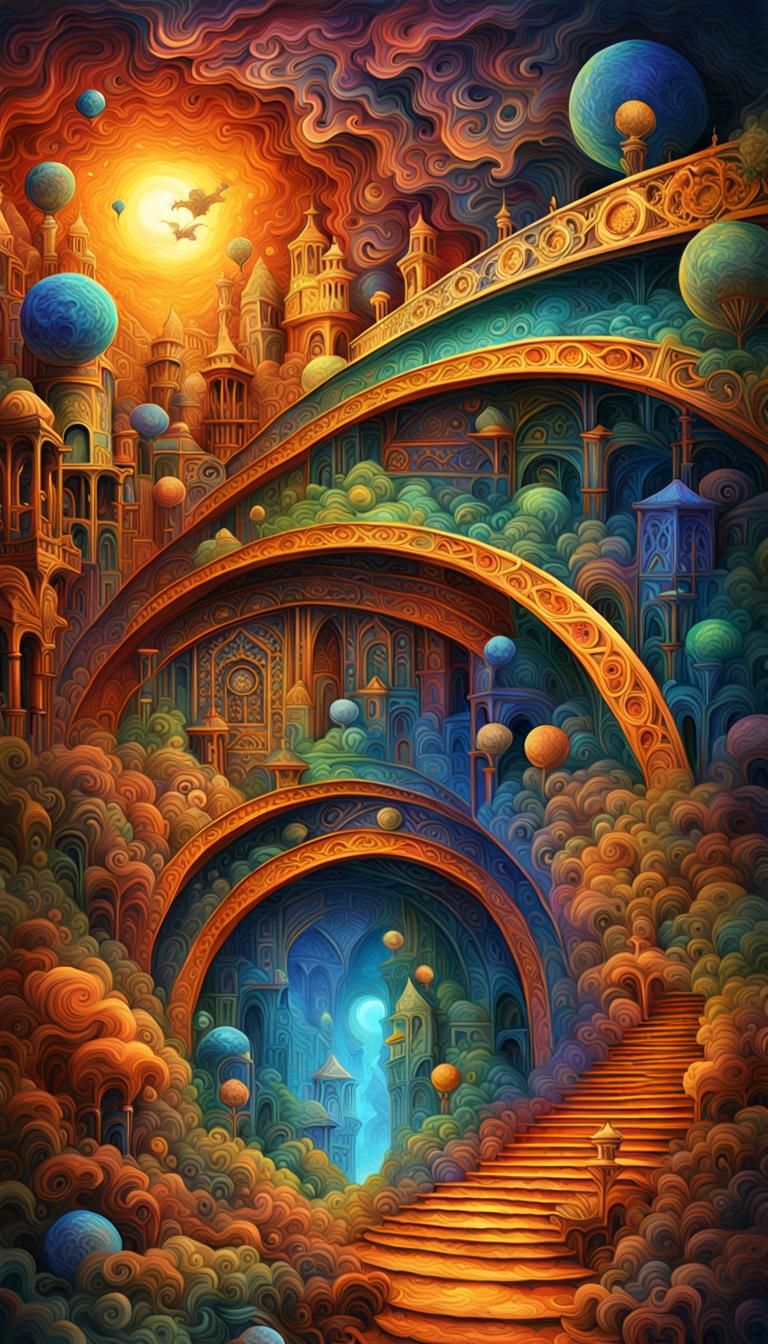 Escaping abstract art complementary colors fine details Jose...