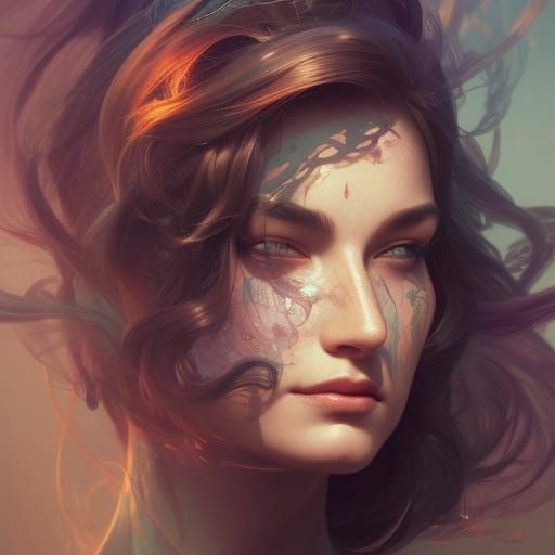 Goddess of Time: Hyperdetailed Art Nouveau Portrait