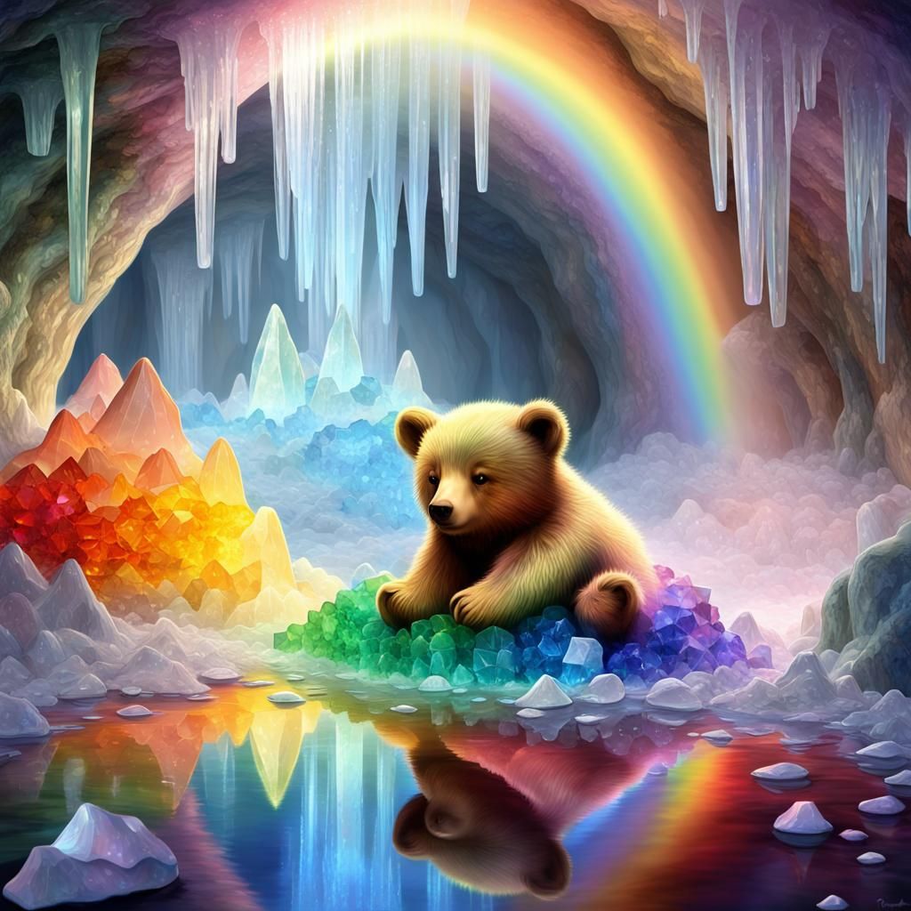 Rainbow Crystal Bear Cub in Crystalline Cave