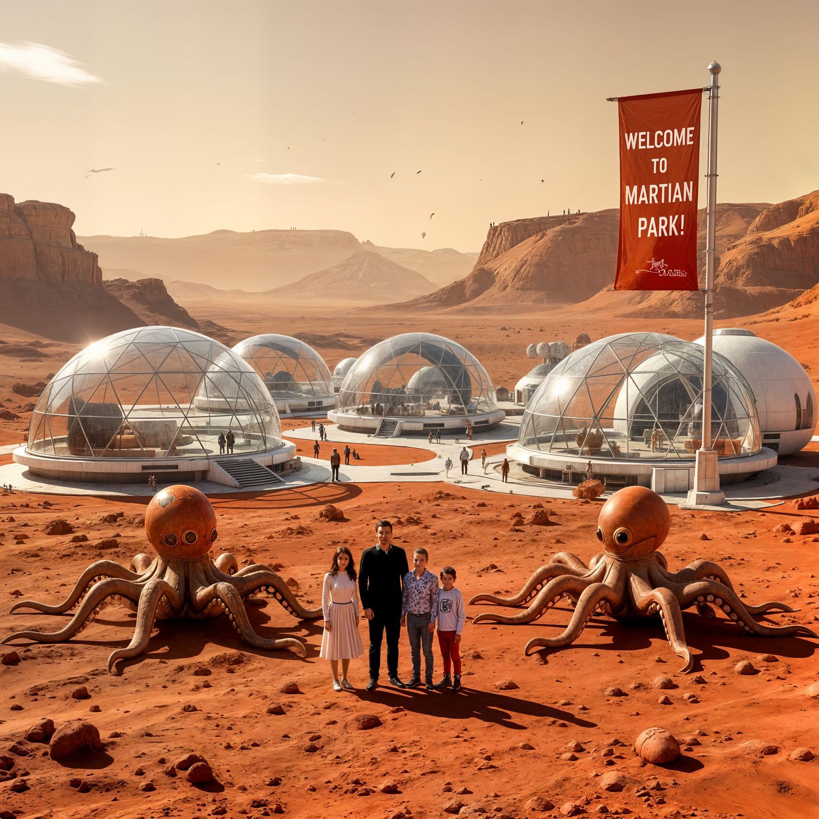 Martian Park: Family Photo With Octopod Aliens