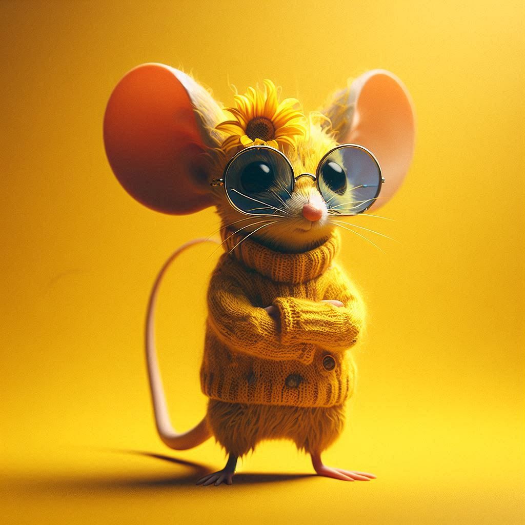 Yellow Mouse studying Surrealism