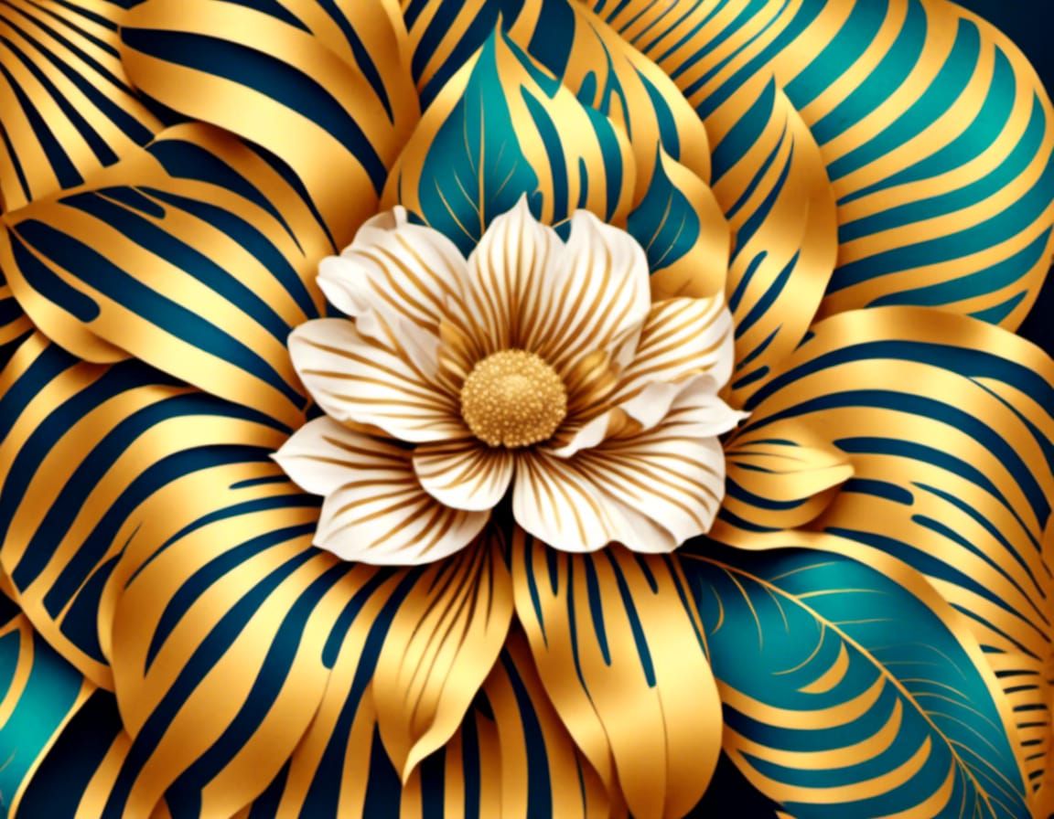 Abstract woodblock art boho botanical foliage fern monstera palm lily daisy lotus golden ratio pop art beautiful art nouveau retro vintage c...