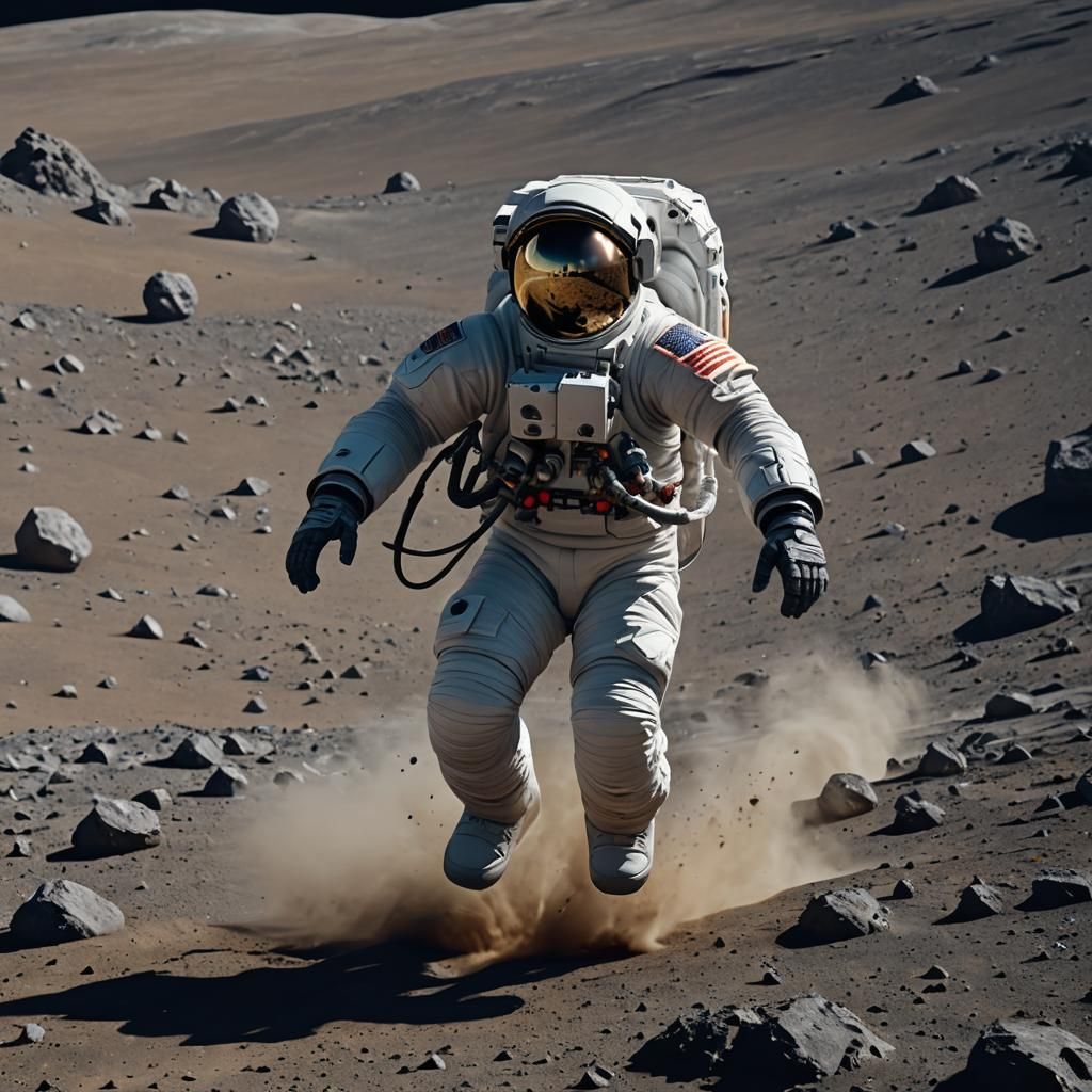 Bouncing about on the moon  by @Vincenzia