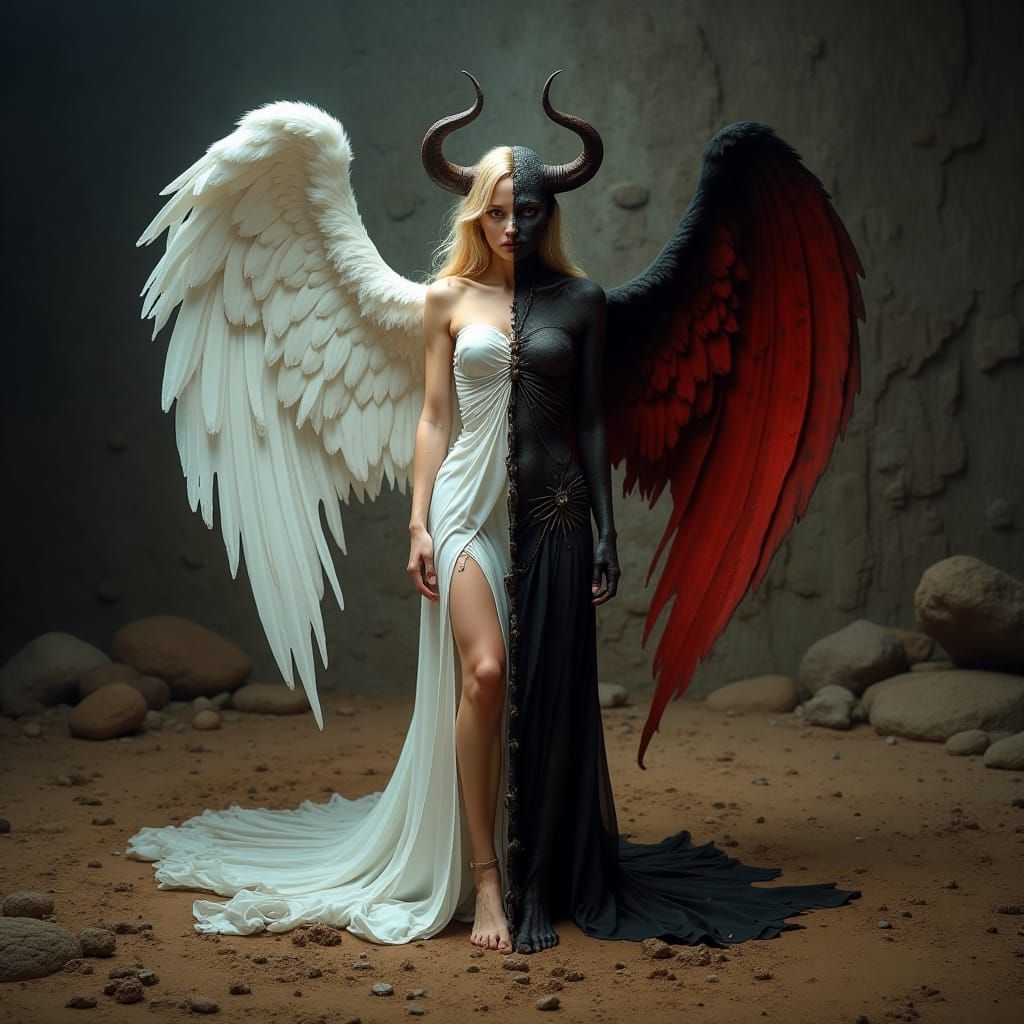 splitted angel-demon character #01