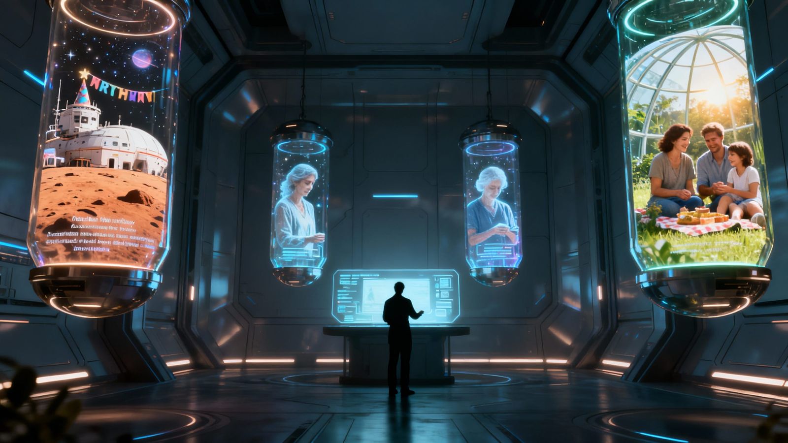 A futuristic memory archive chamber  by @KrisB