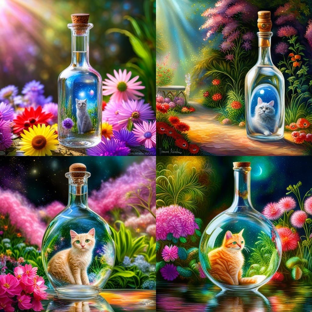Beautiful Cat in a Bottle AI Generated Artwork NightCafe Creator