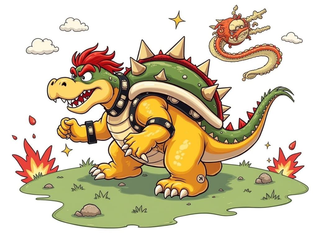 <lora:yohometro:1.0> Bowser, Mario Cart