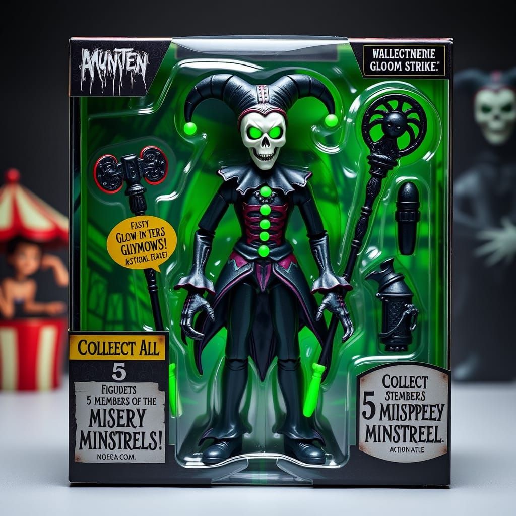 Glowing Jester Action Figure in Haunted Carnival Packaging