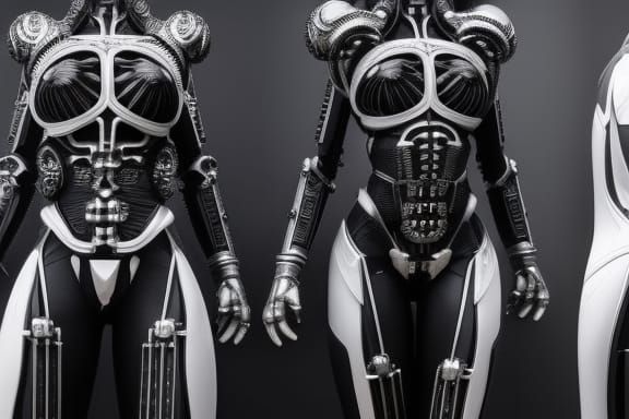 H. R. Giger, Monochrome, Hyper-detailed, Sci-Fi, Biomechanic...