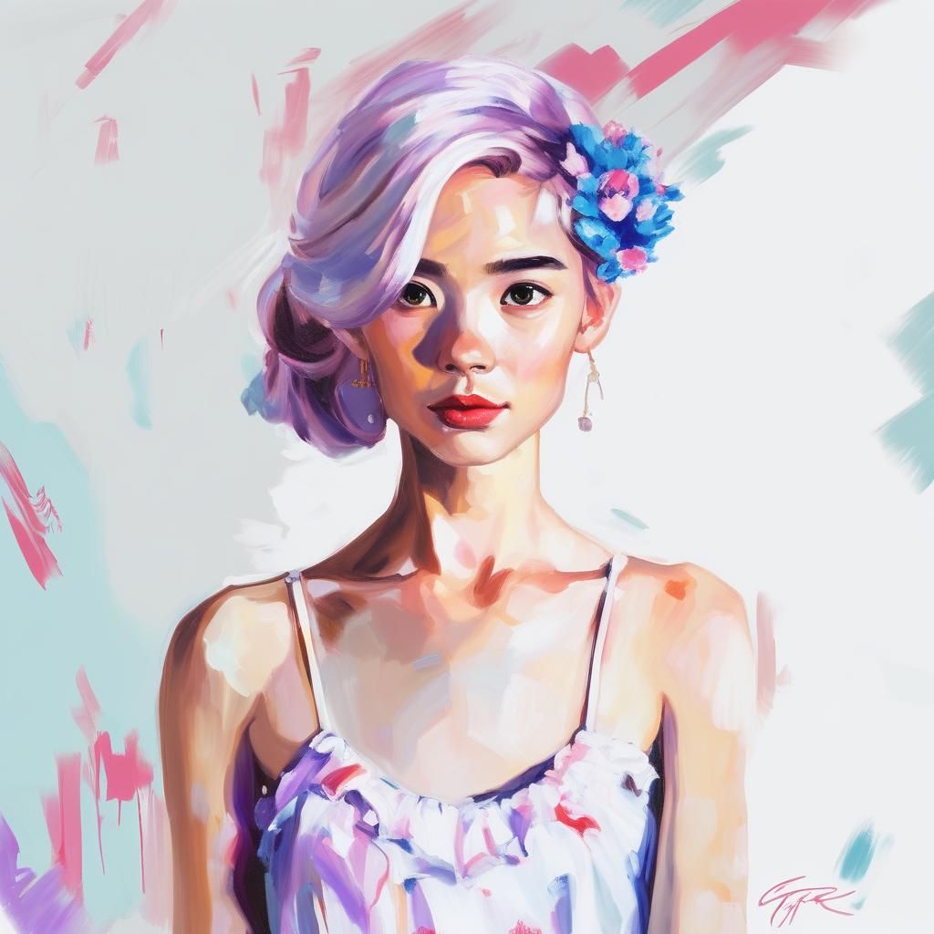 Anime Bachelorette in Vivid Oil Painting Style