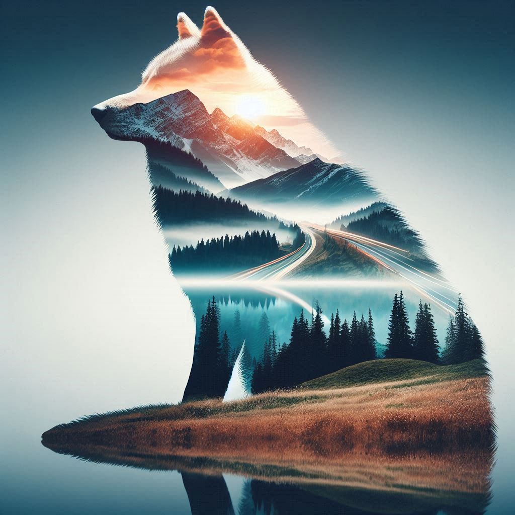 double exposure beautiful fantasy portrait landscape..