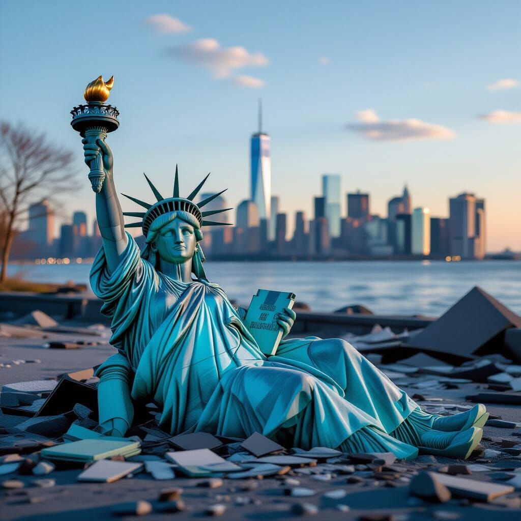 Statue of Liberty toppled off its base