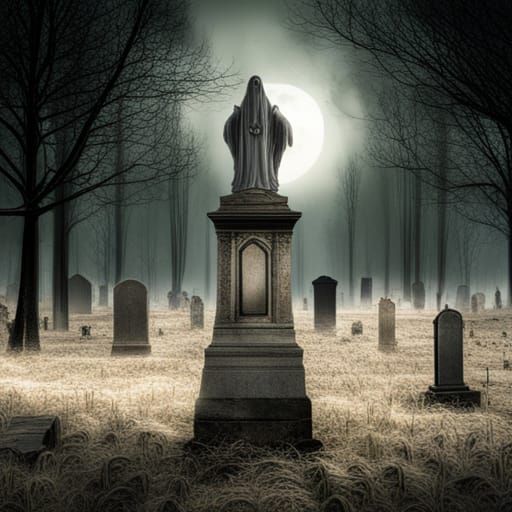 Old haunted cemetery in the woods