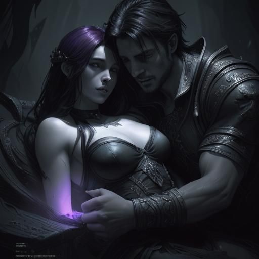 Cuddling beautiful man and woman, black and white