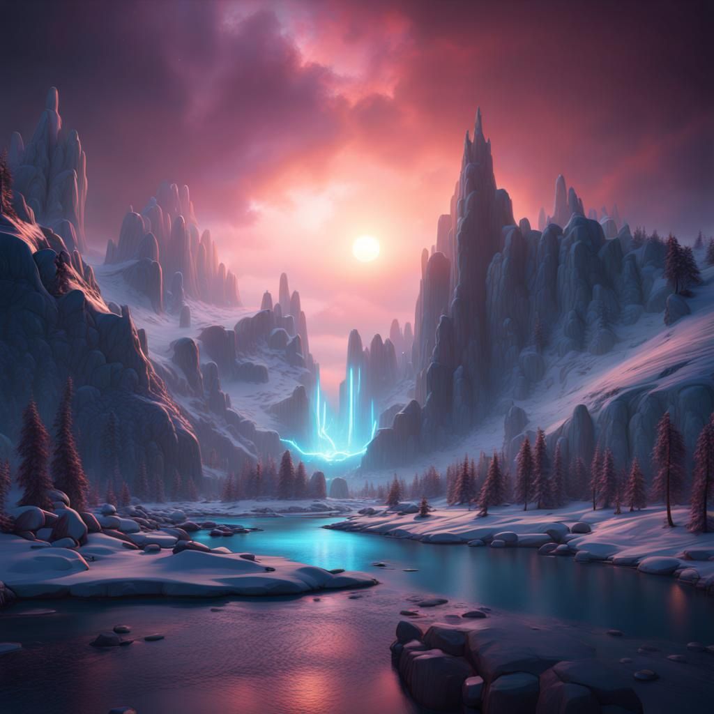 Enchanting Polar Lights in Detailed Digital Painting