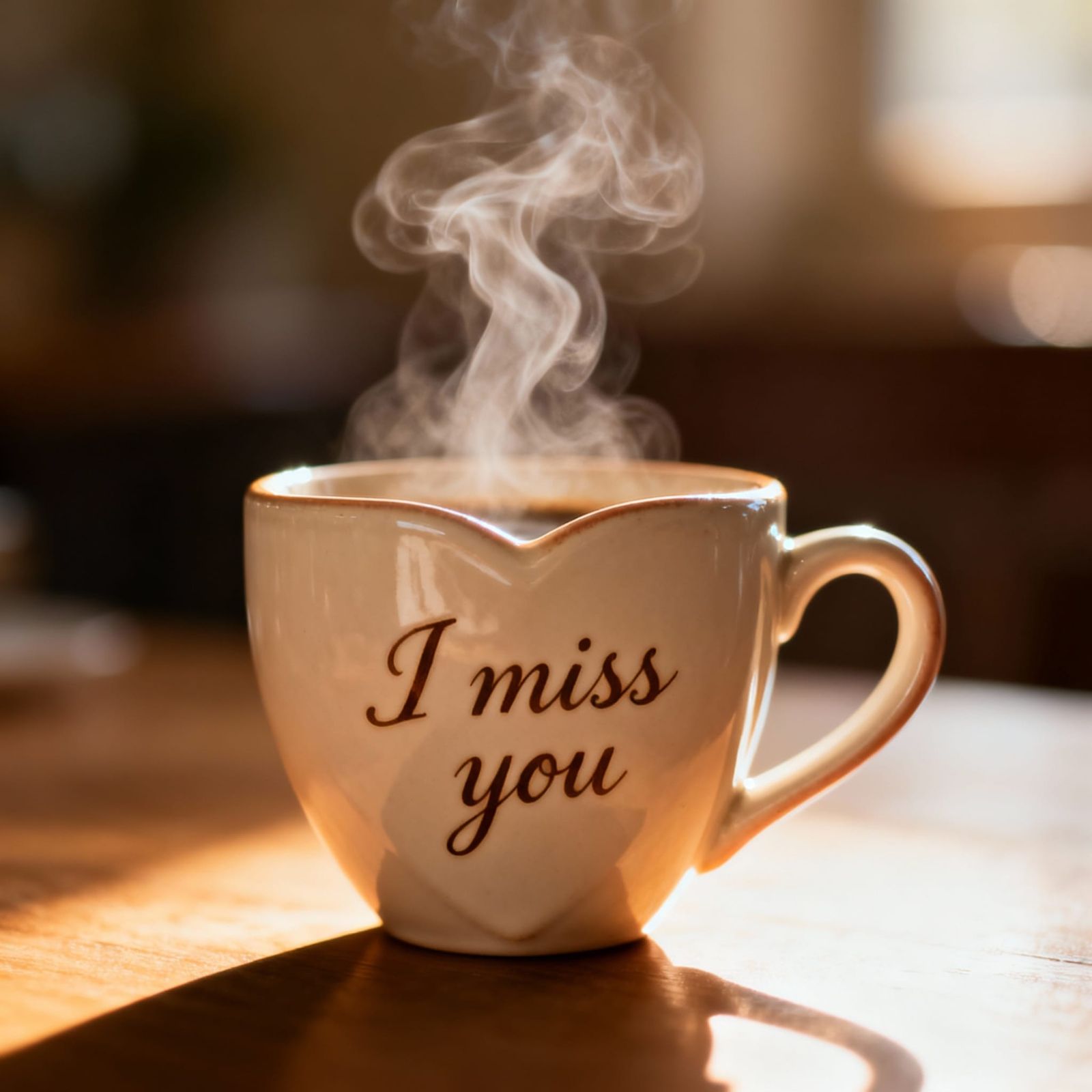 Heart Ceramic Cup with "I Miss You" Message