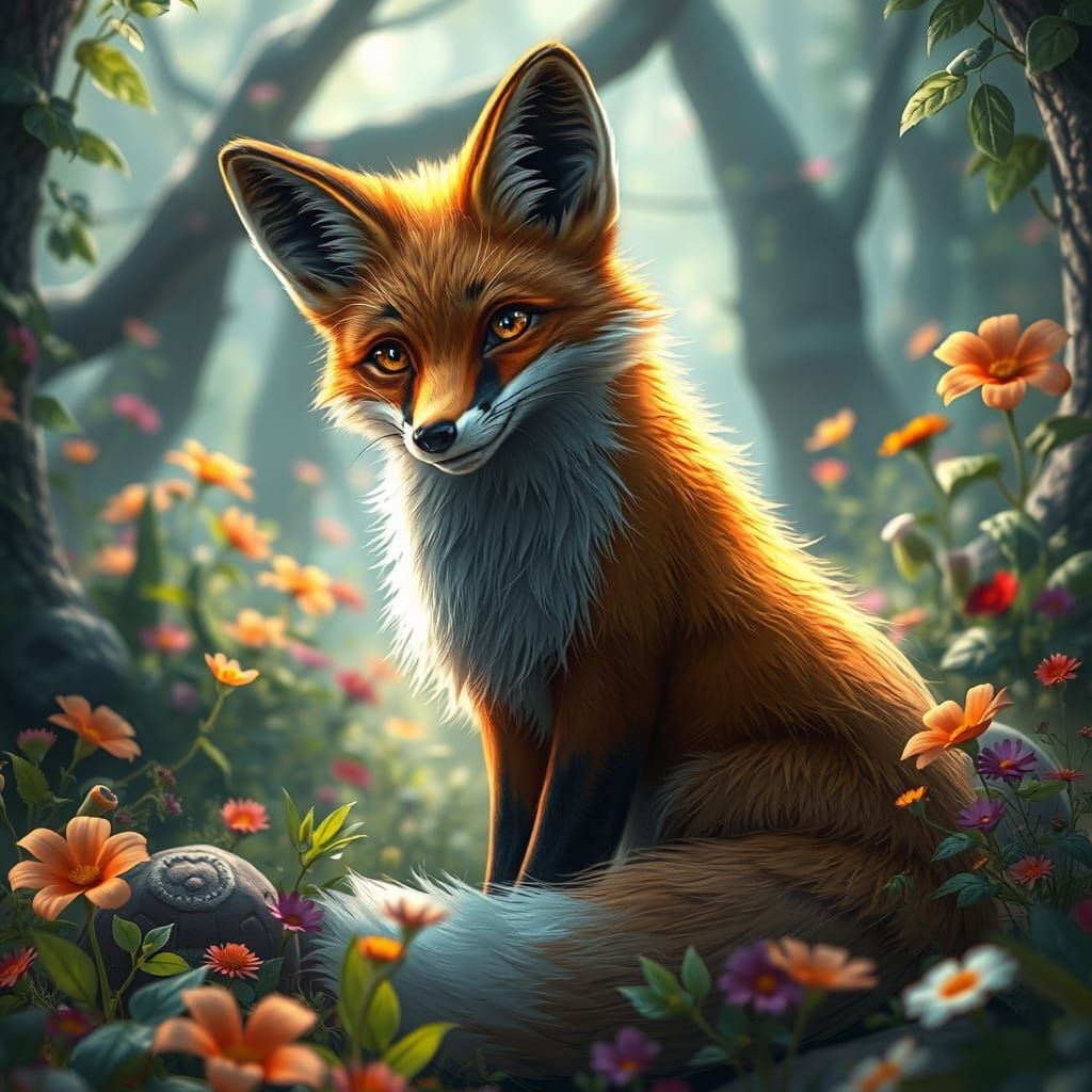 magic fox in the forest  by @Mila K